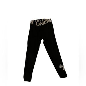 Under Armour Kids Black Leggings with White Logo
